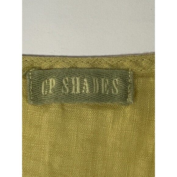 CP Shades Top Womens Small Chartreuse Green 100% Linen Made In USA Coastal Boho - Picture 2 of 6